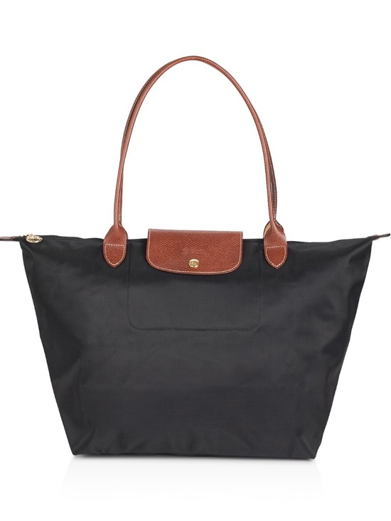 Longchamp Handbags - Longchamp Le Pliage Original Large Tote, black with brown leather
